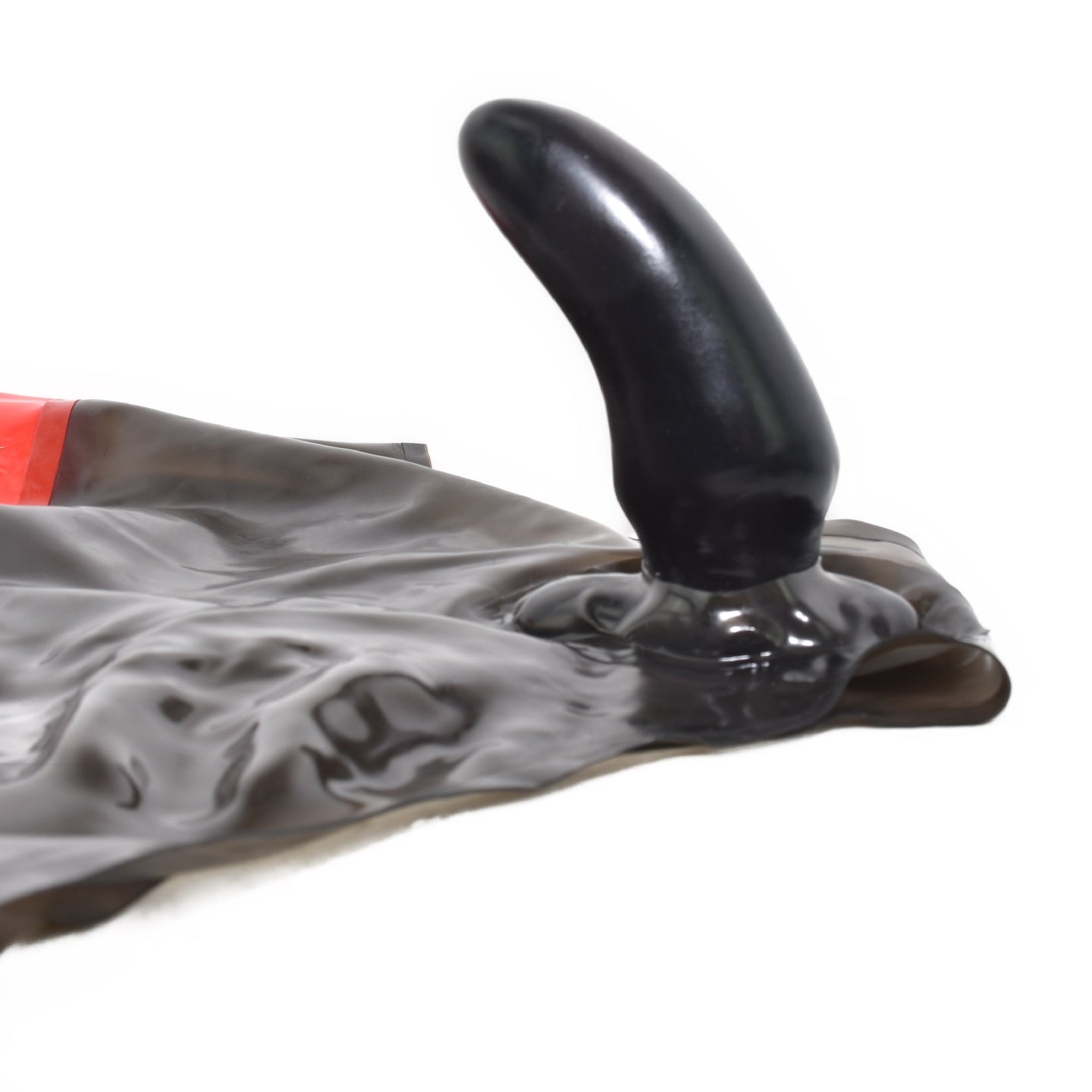Latex briefs with front opening and anal plug